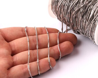 Silver Plated Brass Bar Satellite Snake Chain – Jewelry Making Supplies CC1007