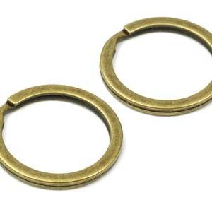 Antique Bronze Metal Key Rings - Flat Split Rings - Circle Key Rings - Keychain Connectors - Jewelry Supplies - 25.01x25.01x1.8mm - PP2857AB