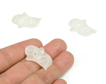 Colgante de fantasma acrílico – Colgante de fantasma Boo – Adornos de Halloween – Suministros para joyería espeluznante – Código de color: A704 – 28,43 x 22,96 x 2,27 mm - AC2339-A704