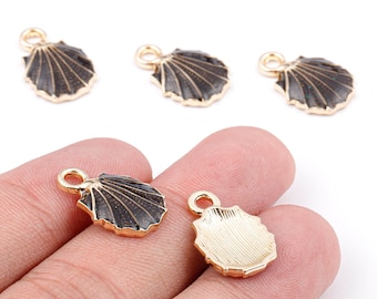 Alloy Mussel Shell Charms - Zinc Alloy Mussel Shell Earrings - Mussel Shell Enamel Pendant - Necklace Pendant - 18.36x12.07x1.73mm - ZZ1391C