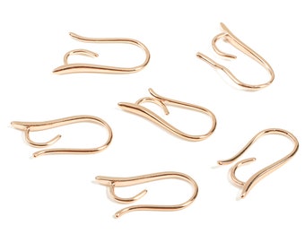 Brass Earring Hooks - Brass Earring Wires - 18K Rose Gold Plated - Earring Hook Findings - Jewelry Supplies - 14.9x7.9x1.57mm - RGP1031