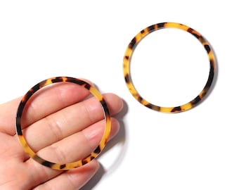 Acetate Hoop Earrings Charms - Tortoise Hoop Shell Earrings - Circle Pendant - Jewelry Supplies - Color Code: A01 - 65x65x2.27mm - AC1164A