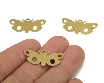 Brass Butterfly Earring Charms - Raw Brass Butterfly Earring - Pendant With Loop - Charm For Necklace - 29.81x15.66x0.7mm - PPA5473