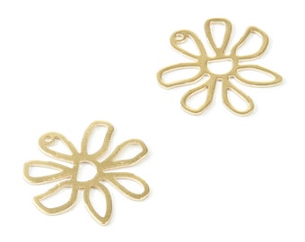 Brass Flower Charms - Flower Shaped Raw Brass Pendant - Earring Findings - Jewelry Supplies - 25.34x25.3x1mm - PP2042