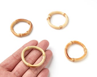 Pendientes de aro de bambú natural - Colgante de bambú en forma de círculo - Pendientes de bambú - Joyería hecha a mano - 25x25x16,19 mm - RT1083