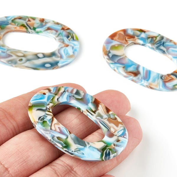 Acetate Oval Charms - Oval Earrings and Pendant - Earring Findings - Jewelry Supplies - Color Code: A240 - 46.74x34.38x2.58mm - AC1065-A240
