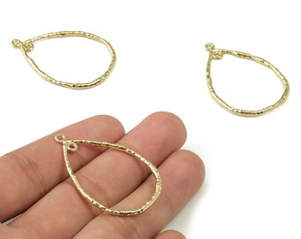 Alloy Drop Earring Connector - Zinc Alloy Drop Pendant Charm - Gold Tone Plated Alloy - Jewelry Making Supplies -41.45x30.86x2.17mm- ZZ1824