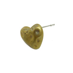 Vintage Brass Heart Stud Earring - Raw Brass Textured Handcrafted Heart Earring Post - Brass Artisan Jewelry - 10.5x12.43x3.83mm - PP10828