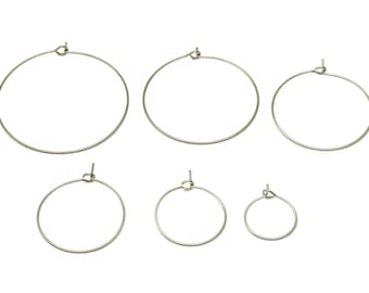 Stainless Steel Earring Hoop - 316 Stainless Steel Circle Ear Wire - 304 Earring Hoop -Ear Wire Hoop - Jewelry Making Supplies