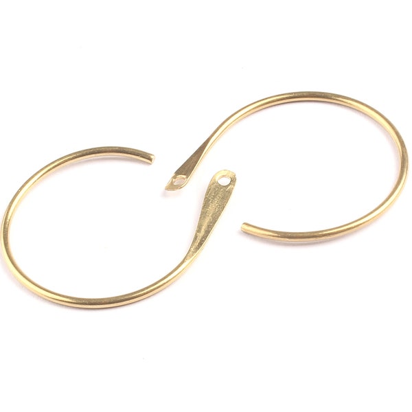 Brass Earring Wire - Raw Brass Hoop - Brass Ear Wire - Earring Findings - Jewelry Supplies - 30x25x1.2mm - PP1309