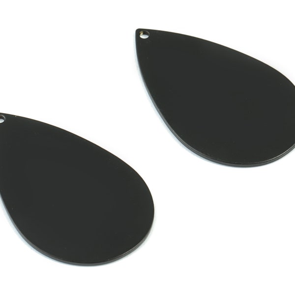 Personalized stamping blank - Black Drop Earring Charms - Matte Black Brass Drop Pendant - Earring Findings  - 31x19x0.82mm - PP2088B