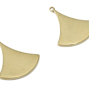 Personalized Stamping Blank - Brass Fan Earring Charms - Raw Brass Fan Pendant - Jewelry Making Supplies - 16.35x14.82x1.24mm - PP7455