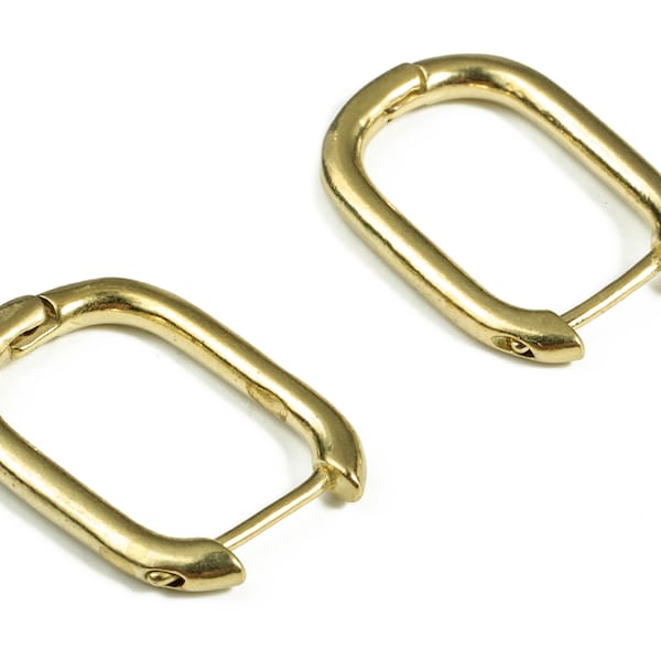 Brass Rectangle Hoops Earrings – Plain Earring Hoops – Simple Hoop Earrings – Square Gol Earring Hoop - 22.54×15.43×2.51mm - PP4134