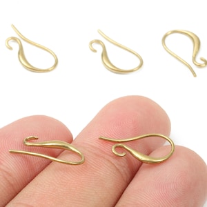 24pcs Brass Earring Hooks - Raw Brass Earring Wires - Brass Ear Hooks Findings - Jewelry Supplies - 17.7x9.29x2.05mm - PP2893 image 1