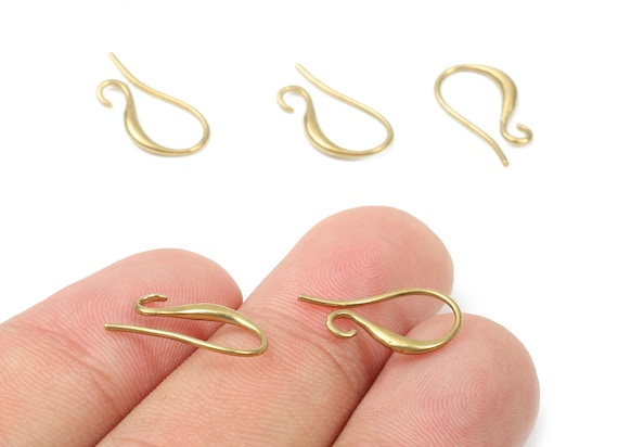 24pcs Brass Earring Hooks - Raw Brass Earring Wires - Brass Ear Hooks Findings - Jewelry Supplies - 17.7x9.29x2.05mm - PP2893
