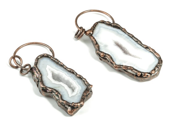 Druzy Agate Pendant Gemstone Earring Charm Jewelry Making
