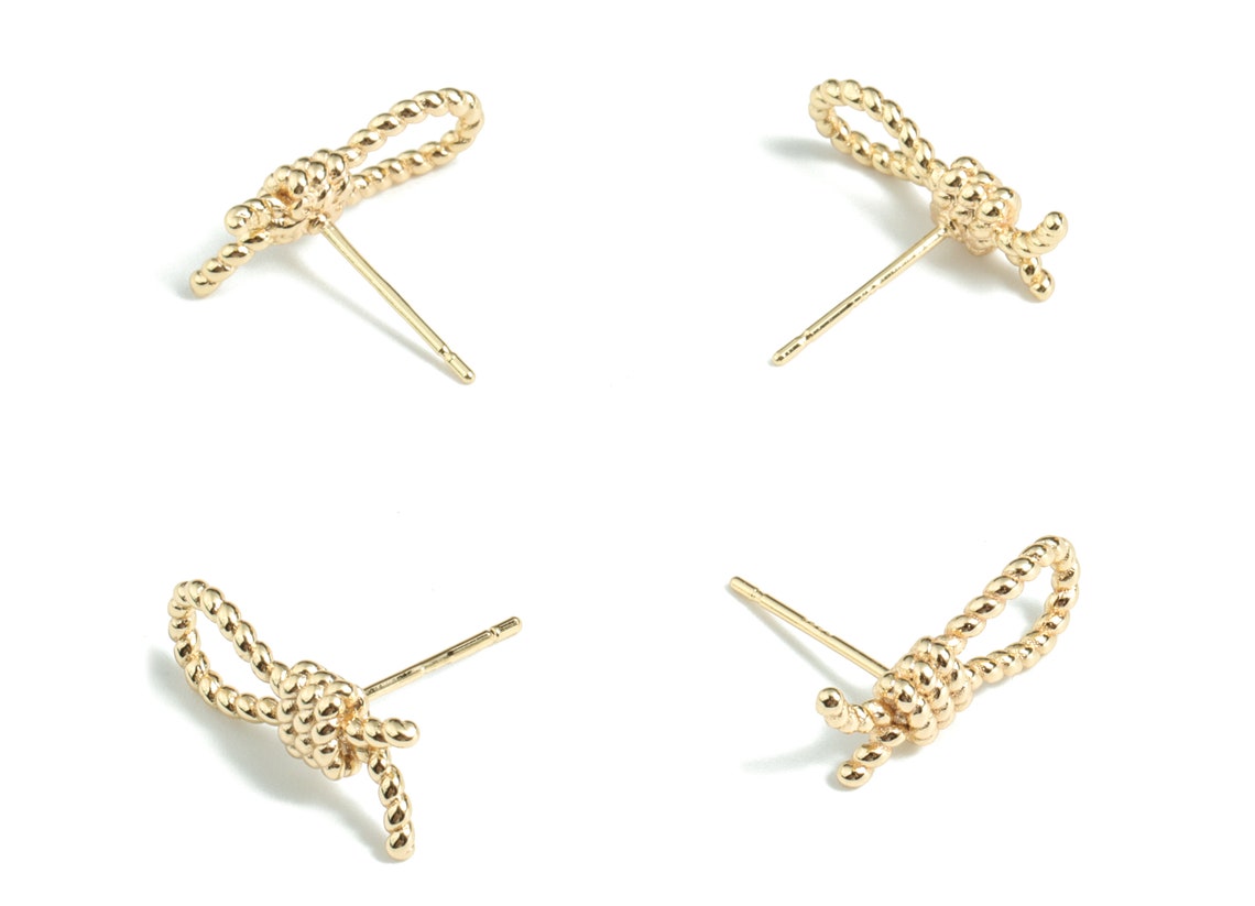 Brass Knot Earring Stud Gold Knot Earring Stud 18K Real Etsy