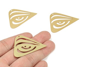 Boucles d'oreilles oeil triangulaires en laiton - Pendentif oeil triangulaire en laiton brut - Accessoires de boucles d'oreilles - Bijoux - 46,88 x 33,95 x 0,3 mm - JJB5862