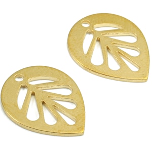 Brass Drop Charms - Raw Brass Leaf Earrings and Pendant - Brass Drop Necklace - Jewelry Supplies - 13.82x10.88x0.84mm - PP2432