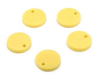 Acrylic Mini Round Earring Charms - Yellow Mini Circle Pendant - Jewelry Supplies - Color Code:A474 - 10.85x10.85x2.11mm - AC2031-A474