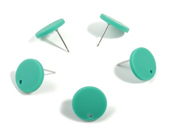 Acrylic Mini Round Earring Stud - Matte Circle Earring Post - Jewellery Supplies - Color Code:A478 - 14.64x14.64x2.17mm - AC1888F