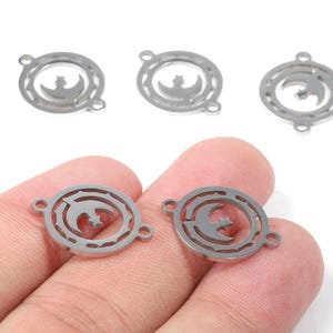 Stainless Steel Moon Connector - Moon Earrings Charms and Pendant - Bracelet Pendant - 19.63x15.36x0.93mm - SS1134 image 1