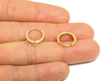 Brass Circle Hoop Earring - Gold Huggie Earring for Girls - Daily Wear Hoop Ear with Loop - 18K Real Gold Plated - 14.8x14.3x2.12mm -RGP8914
