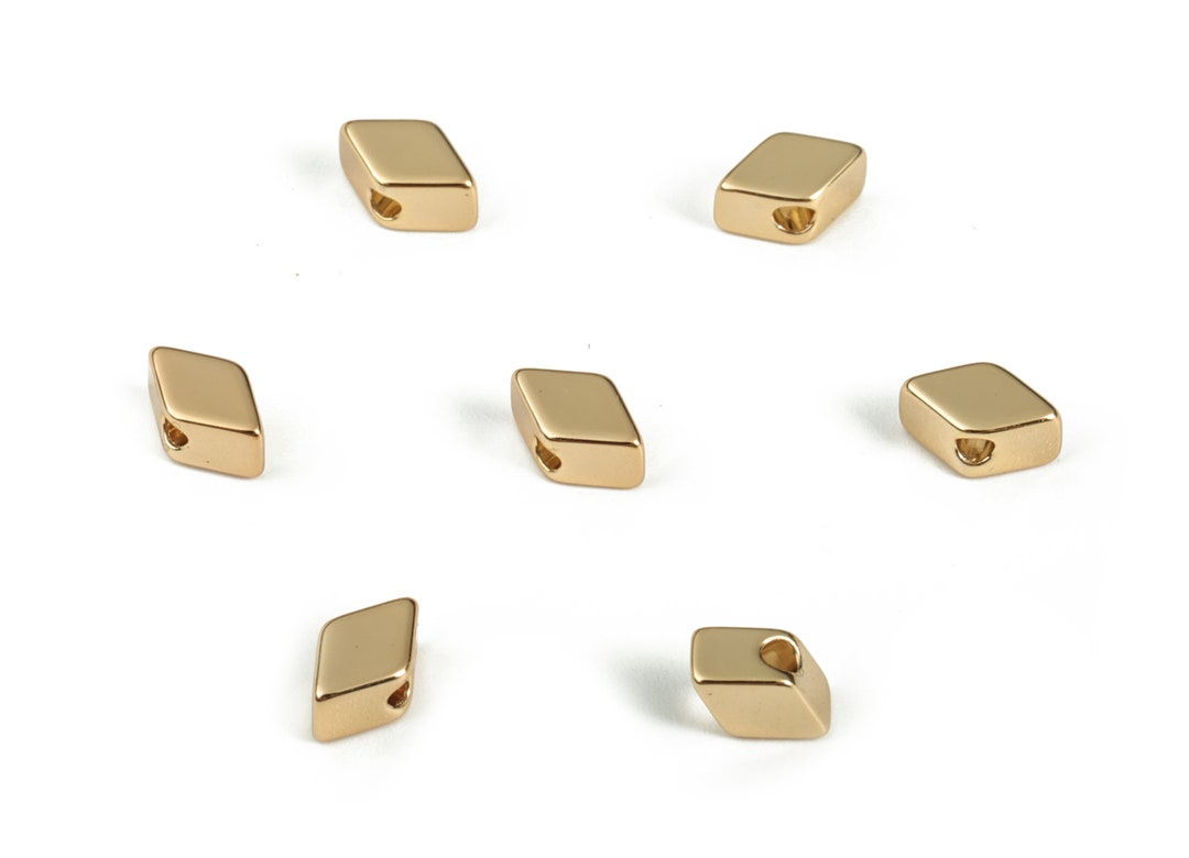 Brass Diamond Shape Beads Blank Diamond Spacer Beads 18K Real Gold Plated Brass Jewelry Making