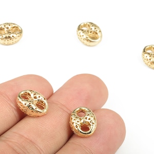 Brass Oval 2 Holes Connector – Jewelry DIY Craft Making Supplies – 18k Gold Plating – Jewelry Connector – 12.2x9.71x5.39mm – RGP2913 image 1