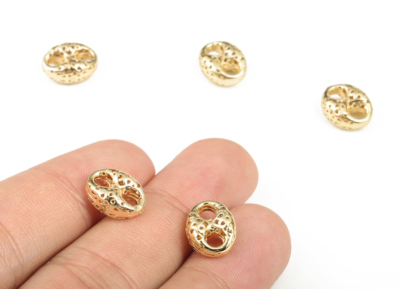 Brass Oval 2 Holes Connector – Jewelry DIY Craft Making Supplies – 18k Gold Plating – Jewelry Connector – 12.2x9.71x5.39mm – RGP2913 image 1