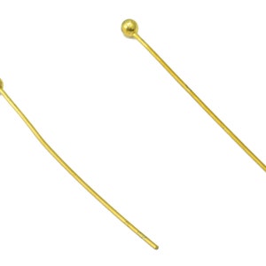 Brass Needle Ball Head Pin - Raw Brass Nail - Brass Slender Ball - Brass Spikes Wires Post- Raw Brass Pins - 30x0.45x1.8mm- PP8552-30