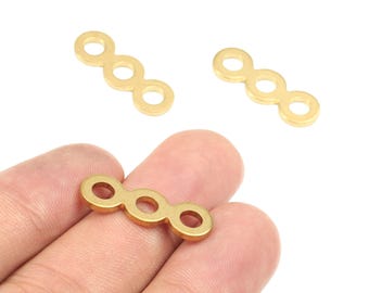 Brass 3 Holes Circle Connectors - Raw Brass Earrings and Bracelet and Necklace Connectors - Connector Findings - 24.12x8.1x1.43mm - PP2667