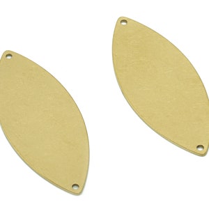 Brass Marquise Connector - Raw Brass Marquise Earring - Personalized Stamping Blank - 2 Holes - Pendant For Necklace-40.4x16.2x0.7mm-PP7995B