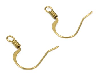 Brass Earring Hooks - Raw Brass Hammered Earring Wires - Earring Findings - Jewelry Supplies - 16.79x16.63x1.94mm - PP2829