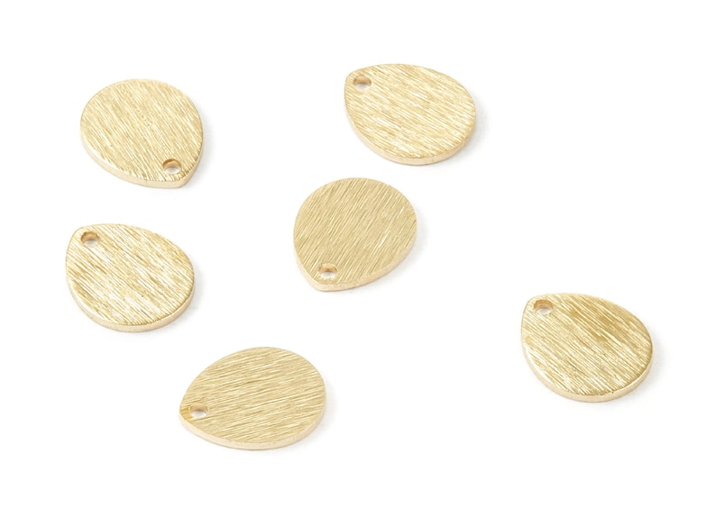Colgantes de latón texturizado con forma de gota - Colgante de latón crudo texturizado con forma de gota - Componentes para pendientes - Suministros para joyería - 12x10x1mm - PP1737 imagen 3