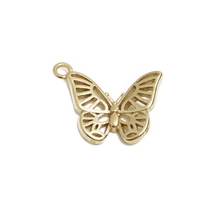 Raw Brass Butterfly Charm - Dainty Insect Necklace Charm - Elegant Hollow Butterfly Design - Jewelry Supplies - 14.97x11.14x2.9mm - PP11528