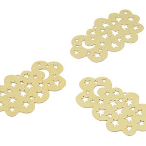 Messing Sterne Halbmond Wolke Ohrring Charms - Rohmessing Wolke Stern Mond Anhänger - Schmuck Zubehör - 41.7x24.83x0.29 mm - JJB6484 Bild 3