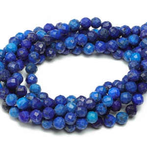 Lapis Lazuli Round Beads 4mm - 15.5 inch - Faceted Round Gemstone Beads - Natural Stone Beads - 4x4mm - NS1473