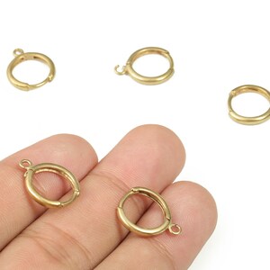 Pendientes redondos de latón sin tratar – Pendientes de aro pequeños de latón con un lazo – Materiales para la fabricación de joyas DIY – 16,4 x 13,56 x 2,21 mm - PP4381