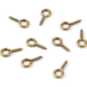 Eye Hook Screw - 5X10 - Antique Bronze Tone Plated Brass Eye Hook Screw - Jewelry Making - 10x5mm - PP1709AB