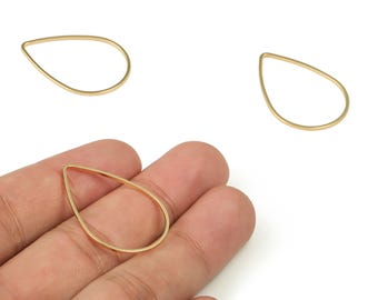 Tear Drop Connector - Gold Drop Pendant - Brass Drop Earring Charms - 18K Real Gold Plated Brass - Jewelry Supplies - 32x22x1mm - RGP3314-32