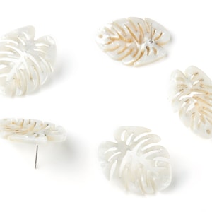 Acetate Monstera Studs - Leaf Earring Post - Acetate Leaf Stud Findings - 1 Hole - Color Code:A12 - 28.65x24.33x2.94mm - AC1334D