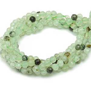 Prehnite Round Beads 4mm - 15.5 inch - Faceted Round Gemstone Beads - Natural Stone Beads - 4x4mm - NS1502