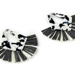 Acetate Tassels Fan Charms - Tassels Fan Single Layer Raffia - Earring Findings - Color Code: A17 - 75x64.13x4.29mm - AC1641-A17