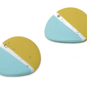 Polymer Clay Gebogene Runde Ohrringe - Polymer Clay Kreis Pandant - Schmuck Handgemachte Herstellung - 20,93x22,15x2,1mm - PC2312