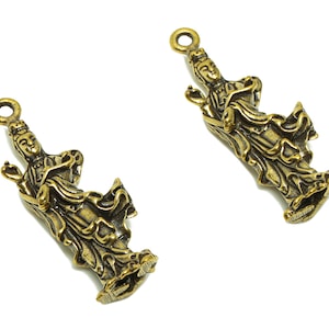 Brass Person Charm - Ruwe Messing Boeddha Oorbel Bedels - Boeddha Figuur - Antiek uitziende hanger - Vrouw hanger - 41,55x13,86x8mm-PP8707