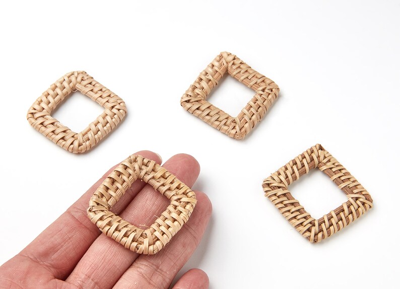 Handwoven Rattan Earrings Square Shaped Rattan Pendant Etsy