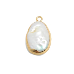 Drop Baroque Pearl Charms - Natural Freshwater Pearl Pendant - Irregular Pearl Handmade Jewelry - KC Gold Plating - 20.3x11x5.5mm - RGP9569