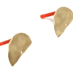 Brass Semicircle Earring Post - Brass Half Moon Earring Stud - KC Gold Tone Plated Brass - Jewelry Supplies - 29x14.96x0.4mm - PP3018