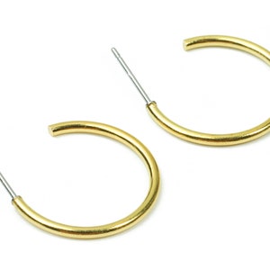 Brass C Earring Post 1.5x21 - Raw Brass C Earring Stud - Earring Posts - Jewelry Supplies - 20.3x20.3x1.65mm - PP2835